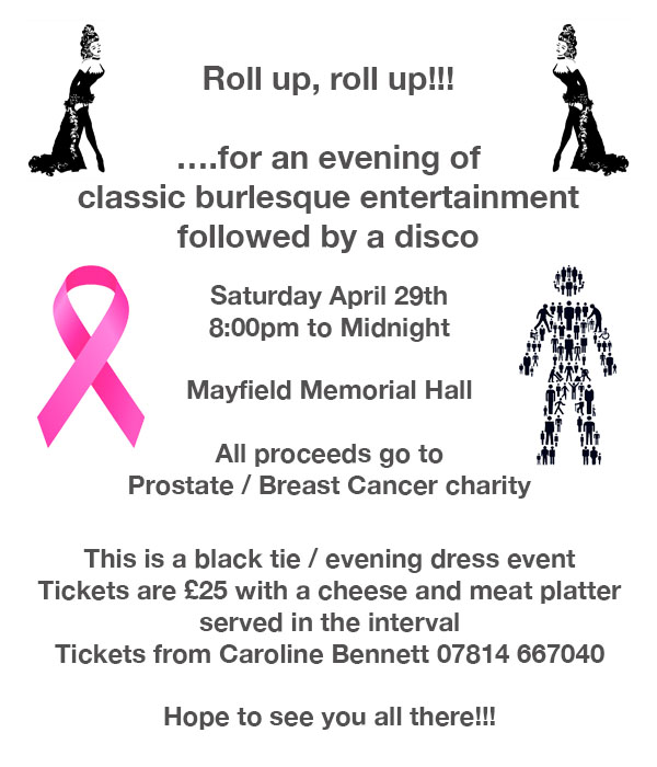 Burlesque evening at Mayfield Memorial Hall